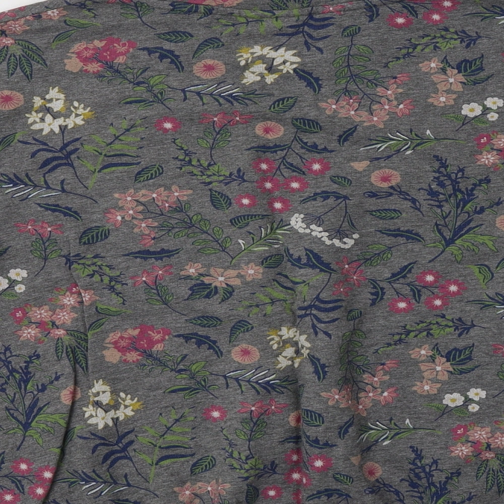 John Baner Womens Grey Floral Cotton Pullover Sweatshirt Size M