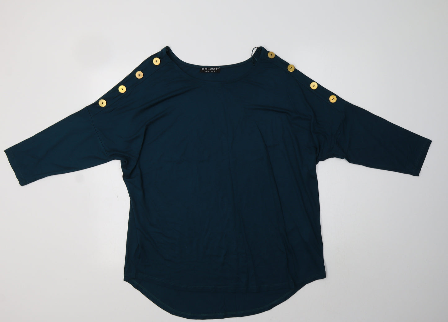 Select Womens Green  Viscose Tunic Blouse Size 14 Round Neck