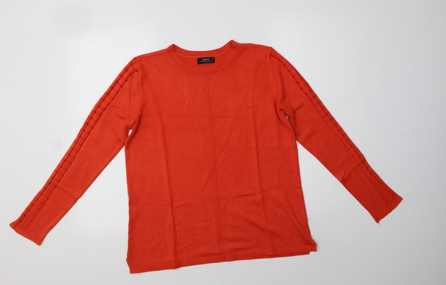 Papaya Womens Orange Crew Neck  Viscose Pullover Jumper Size 14