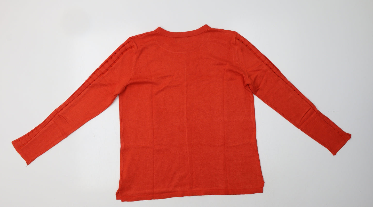 Papaya Womens Orange Crew Neck  Viscose Pullover Jumper Size 14