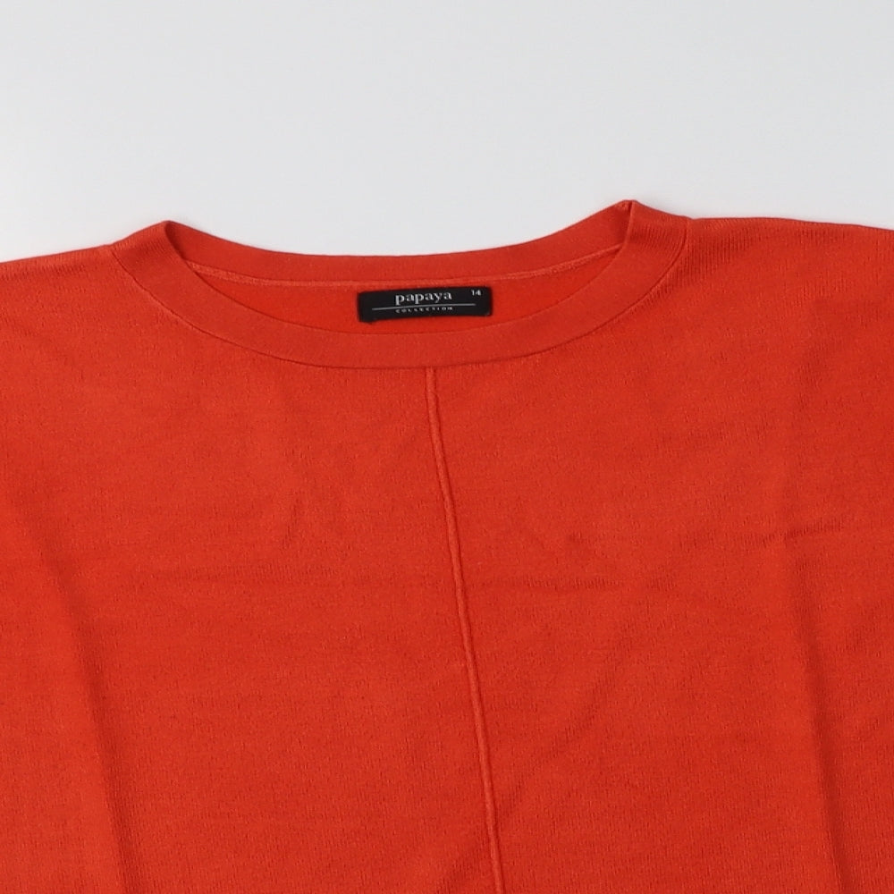 Papaya Womens Orange Crew Neck  Viscose Pullover Jumper Size 14