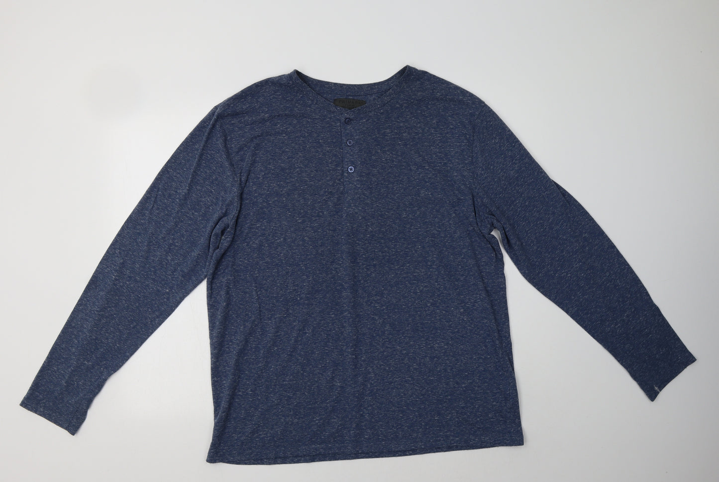 Primark Mens Blue  Polyester  T-Shirt Size XL Henley