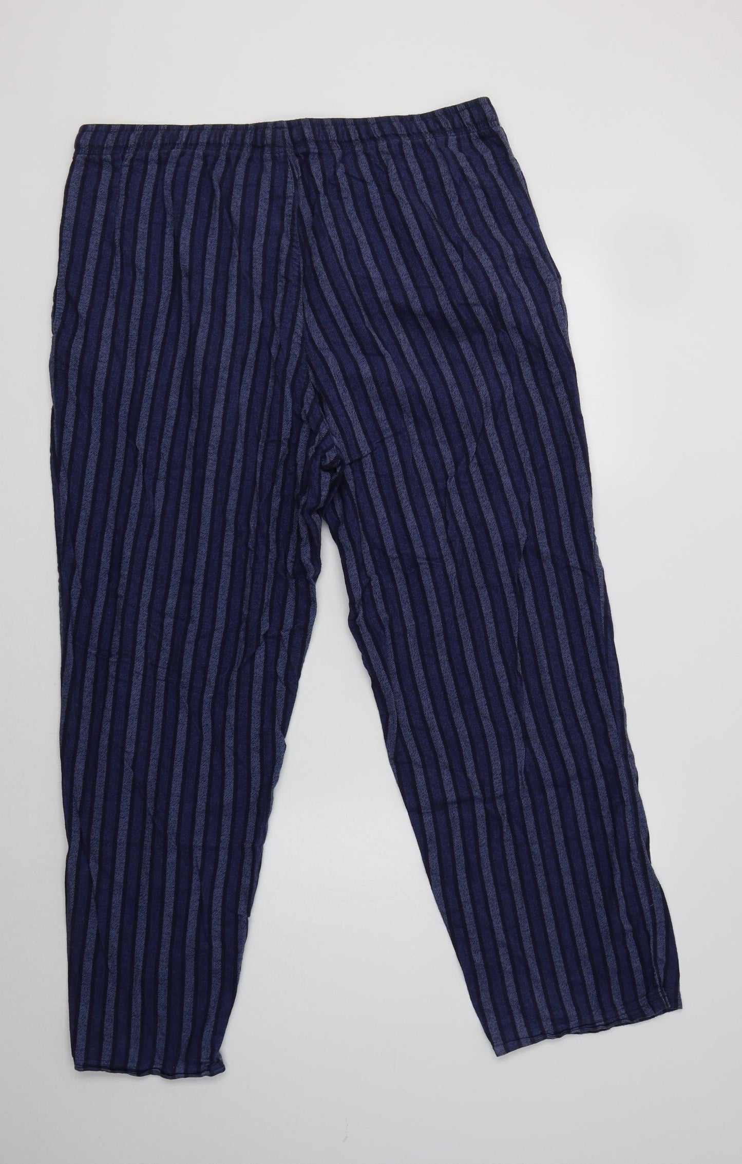 M&S Mens Blue Striped Cotton  Pyjama Pants Size XL