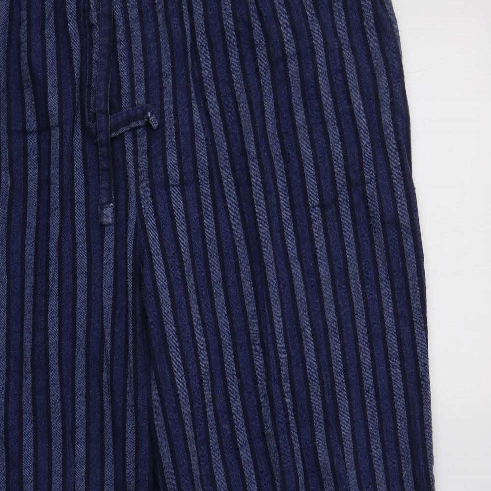 M&S Mens Blue Striped Cotton  Pyjama Pants Size XL