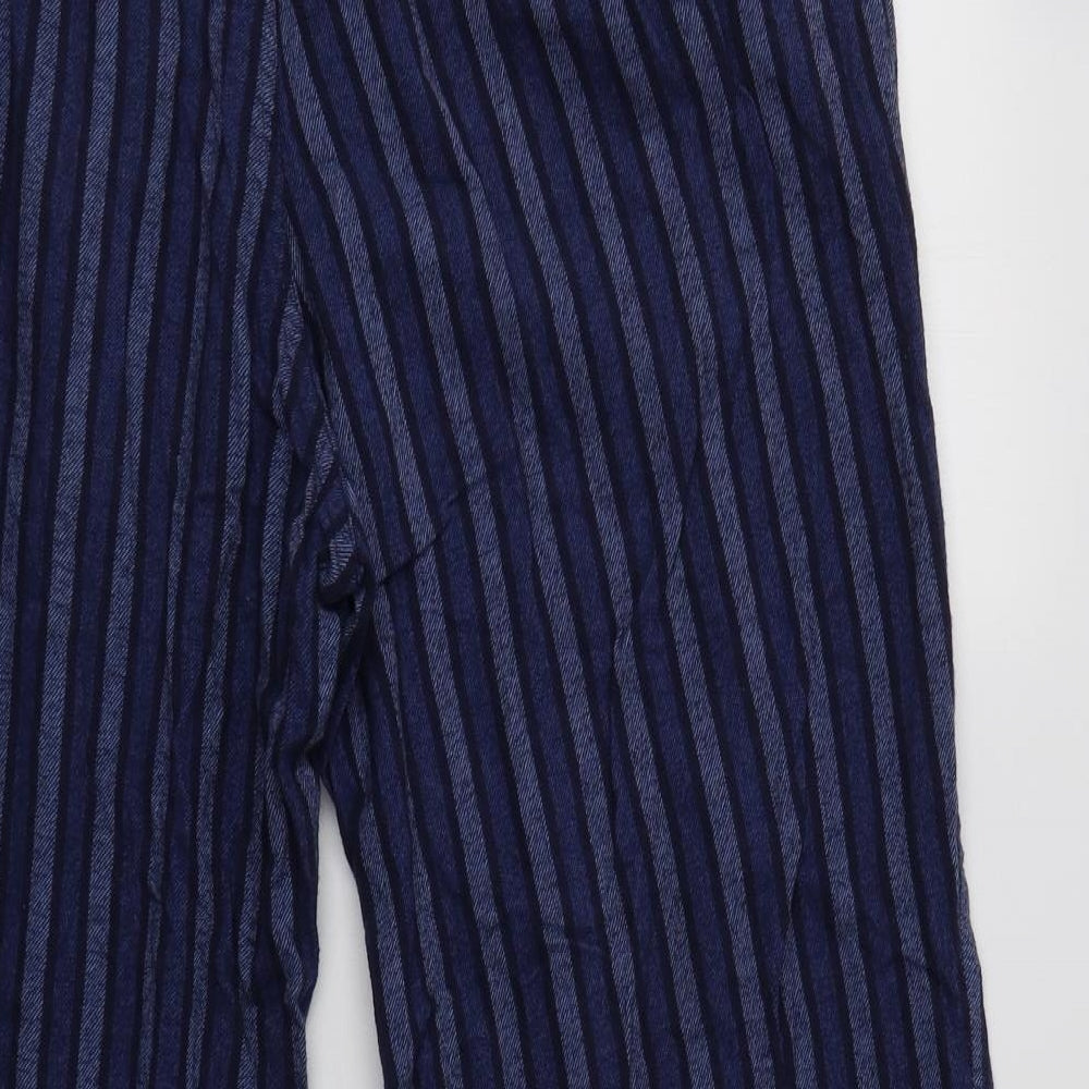 M&S Mens Blue Striped Cotton  Pyjama Pants Size XL