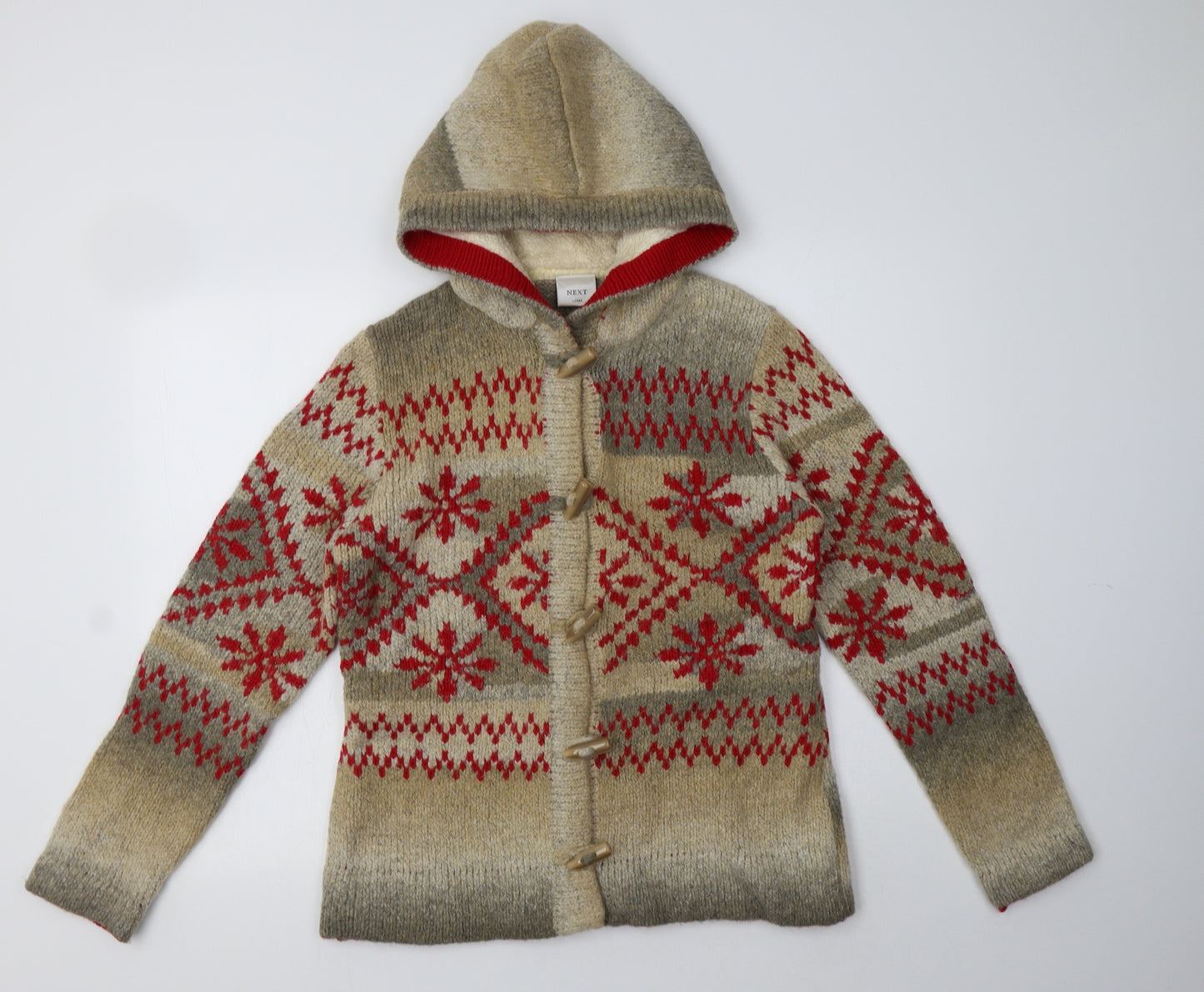 NEXT Womens Beige Fair Isle  Overcoat Coatigan Size L