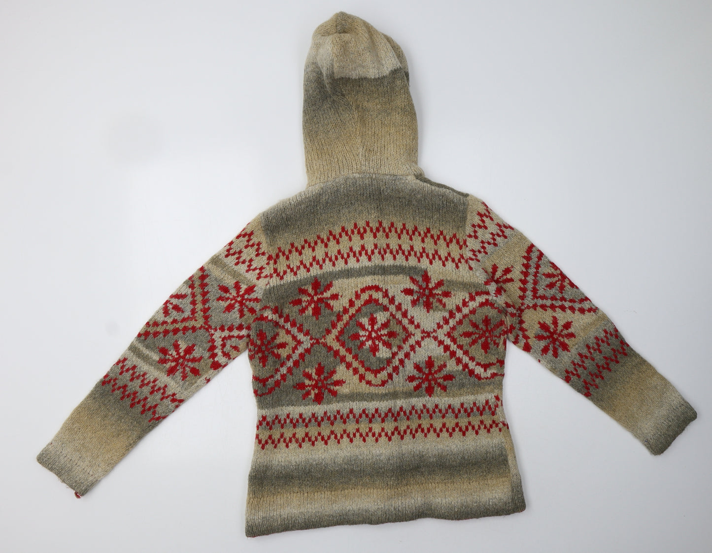 NEXT Womens Beige Fair Isle  Overcoat Coatigan Size L