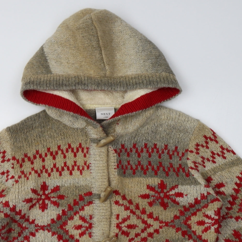 NEXT Womens Beige Fair Isle  Overcoat Coatigan Size L
