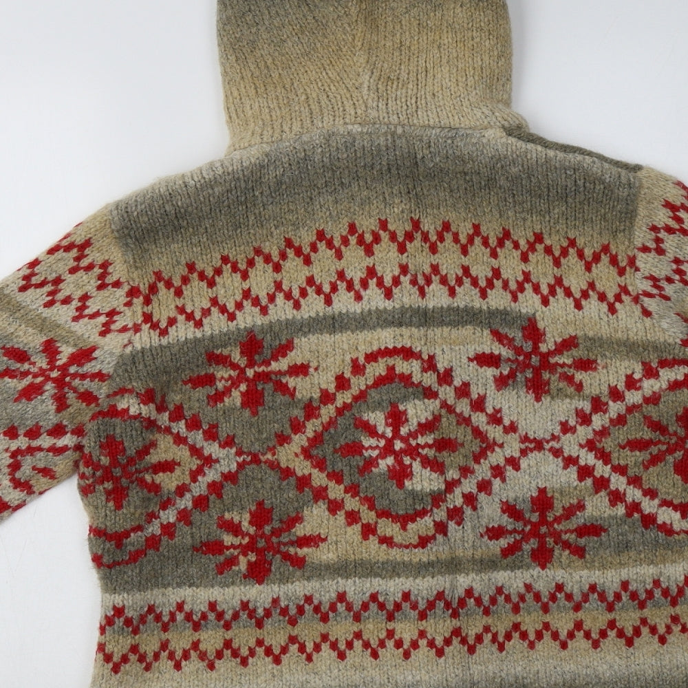 NEXT Womens Beige Fair Isle  Overcoat Coatigan Size L