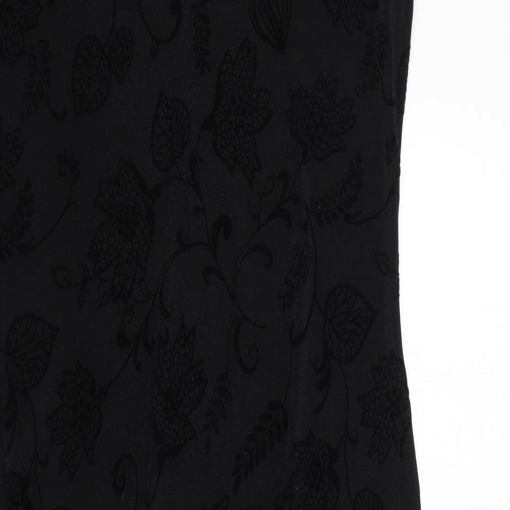 Long Tall Sally Womens Black Floral Polyester T-Shirt Dress  Size 10  Round Neck