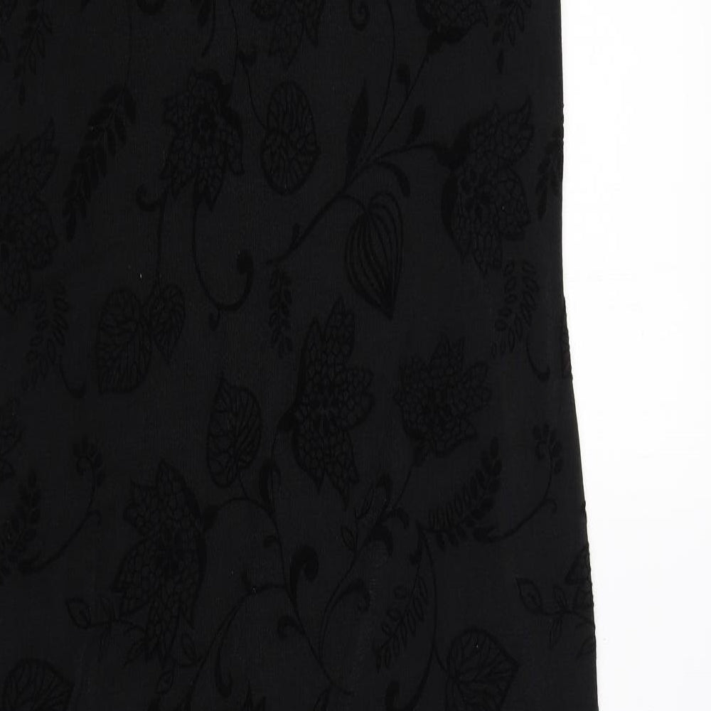 Long Tall Sally Womens Black Floral Polyester T-Shirt Dress  Size 10  Round Neck