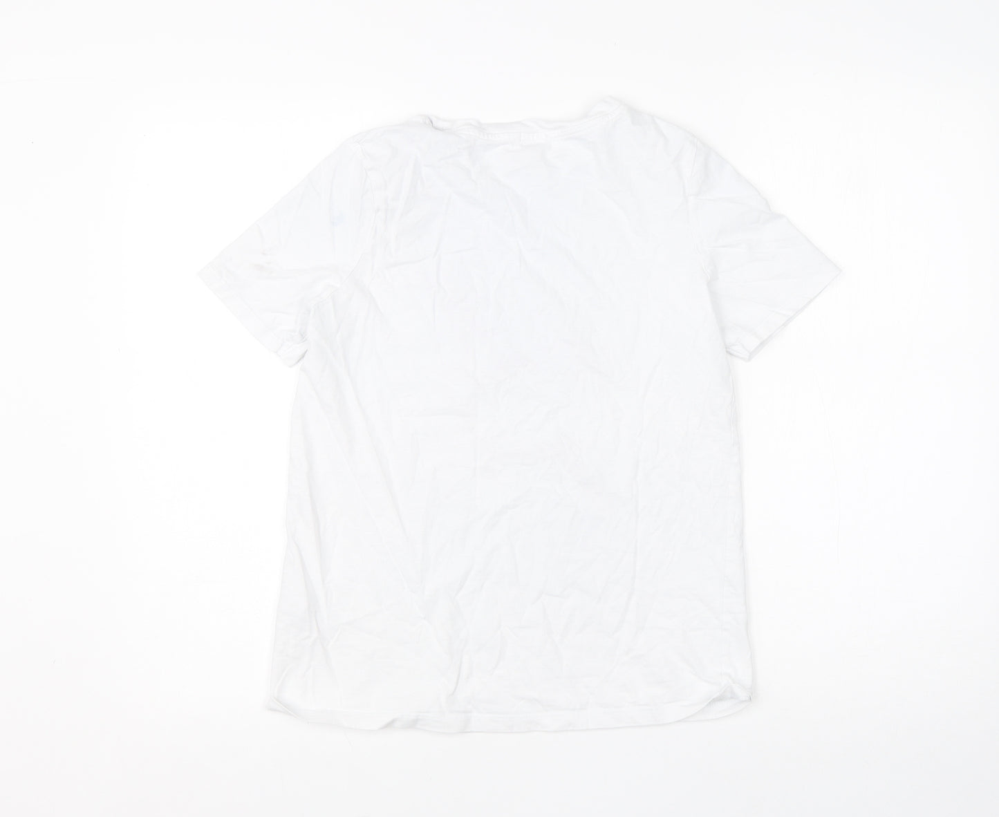 River Island Womens White  Cotton Basic T-Shirt Size 8 Round Neck