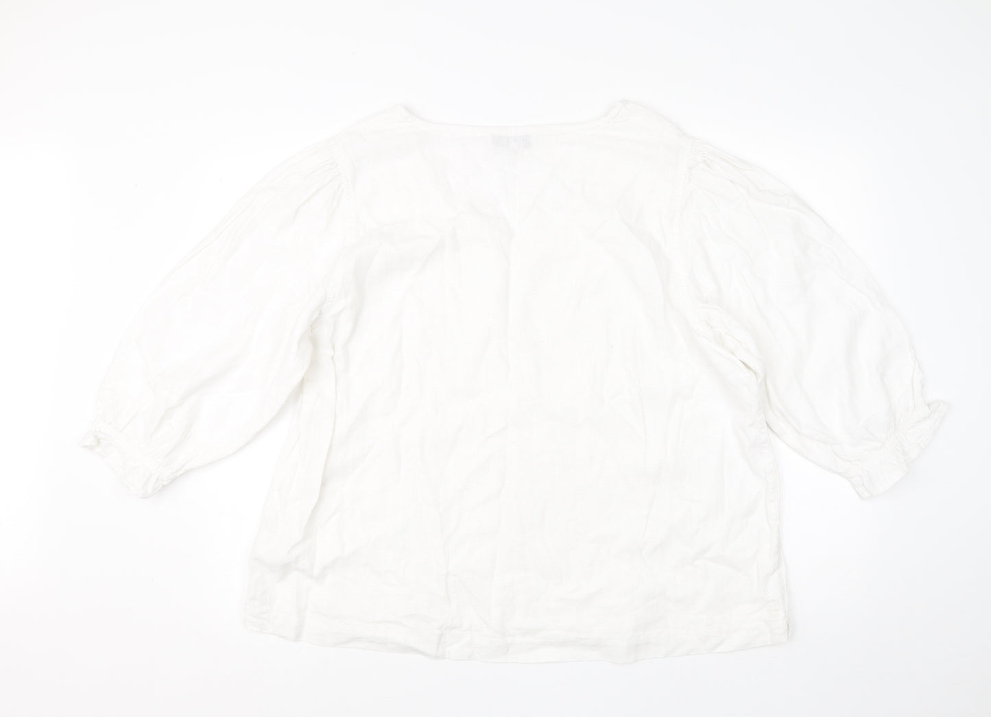 NEXT Womens White  Linen Basic Blouse Size 20 V-Neck