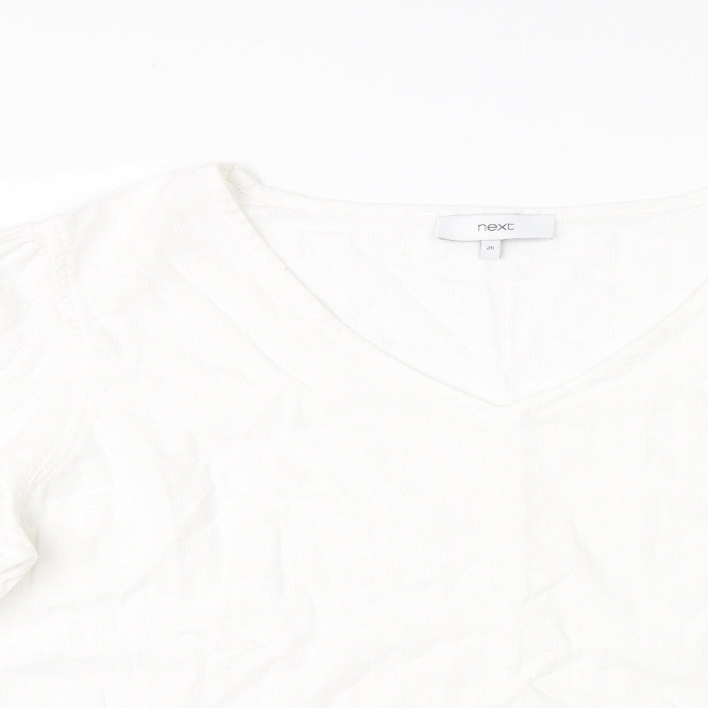 NEXT Womens White  Linen Basic Blouse Size 20 V-Neck