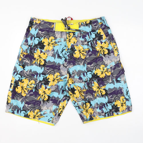 Red Herrin Mens Multicoloured Floral Polyester Athletic Shorts Size L L10 in Regular