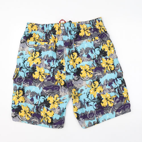 Red Herrin Mens Multicoloured Floral Polyester Athletic Shorts Size L L10 in Regular