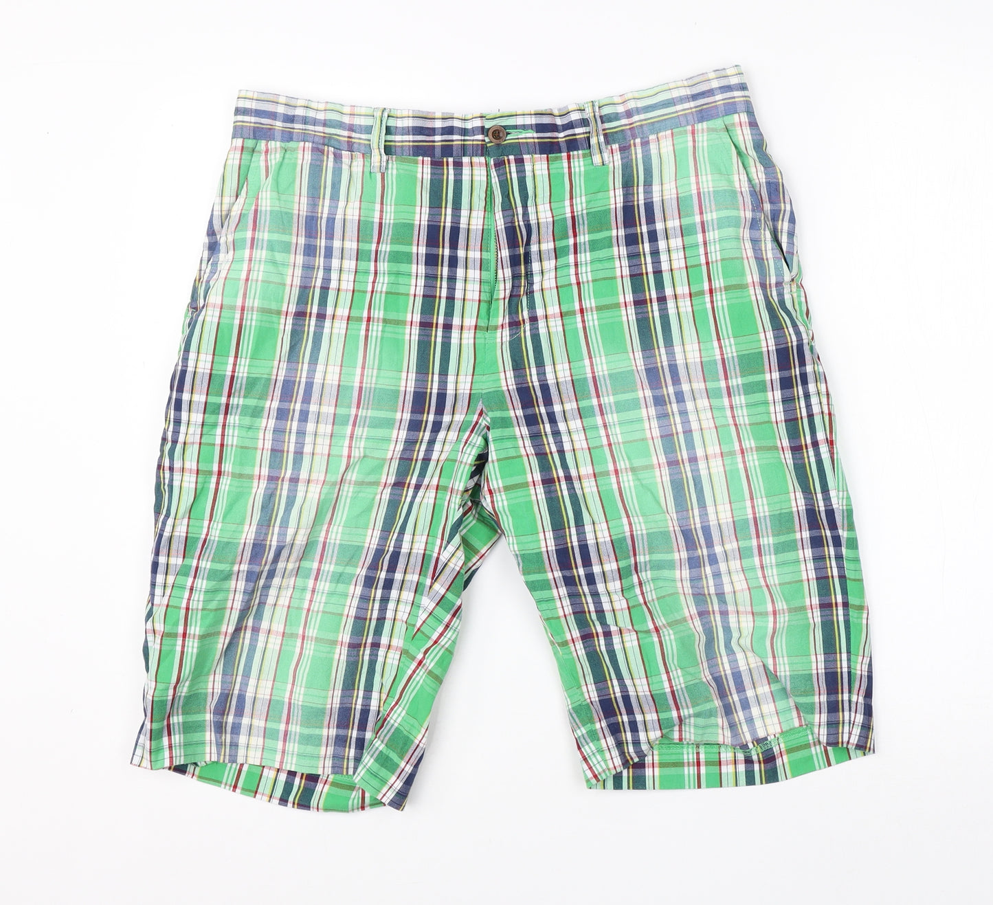 Polo Ralph Lauren Mens Green Check Cotton Cargo Shorts Size 34 L12 in Regular