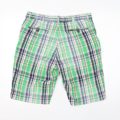 Polo Ralph Lauren Mens Green Check Cotton Cargo Shorts Size 34 L12 in Regular