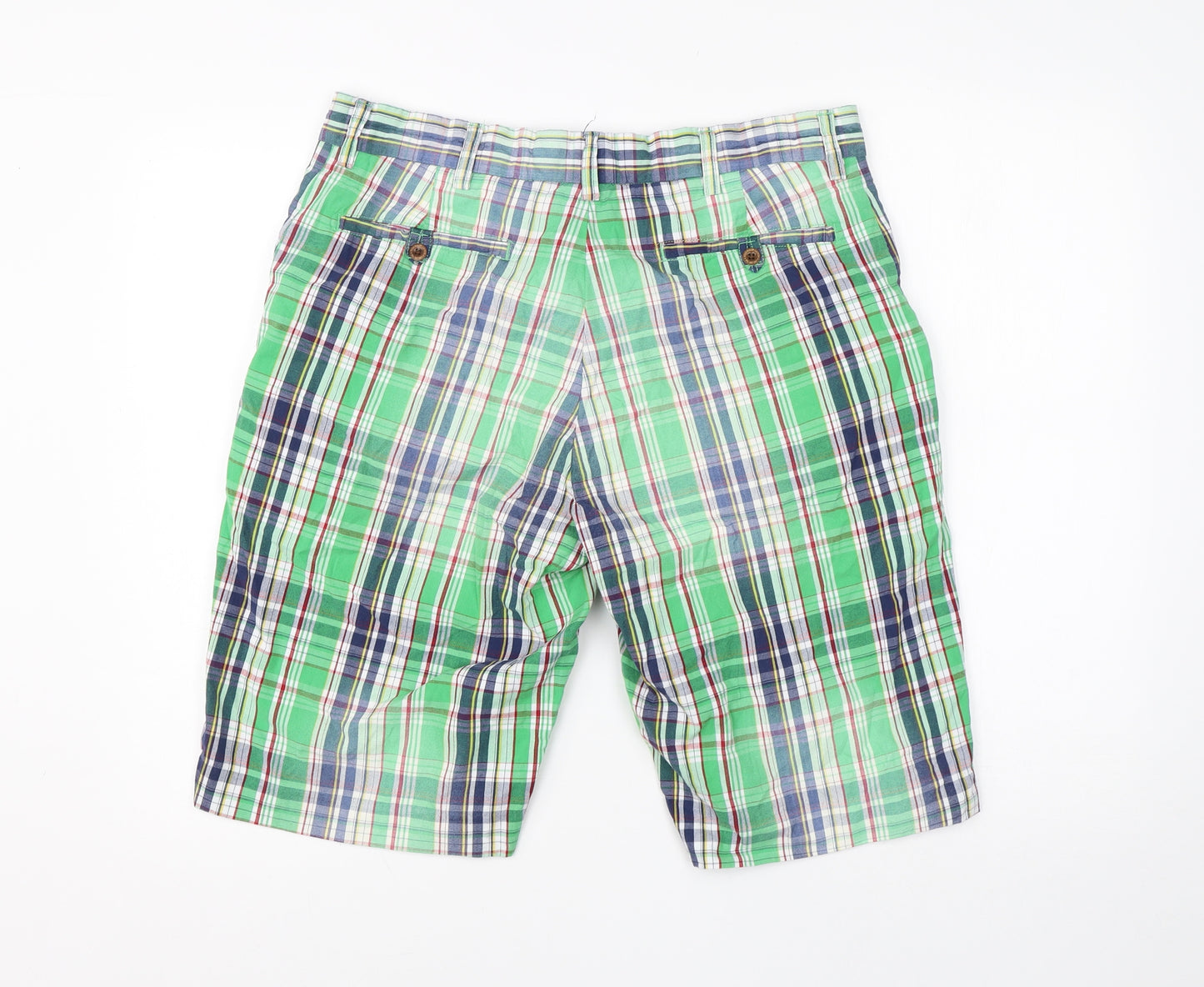 Polo Ralph Lauren Mens Green Check Cotton Cargo Shorts Size 34 L12 in Regular