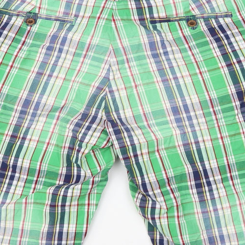 Polo Ralph Lauren Mens Green Check Cotton Cargo Shorts Size 34 L12 in Regular