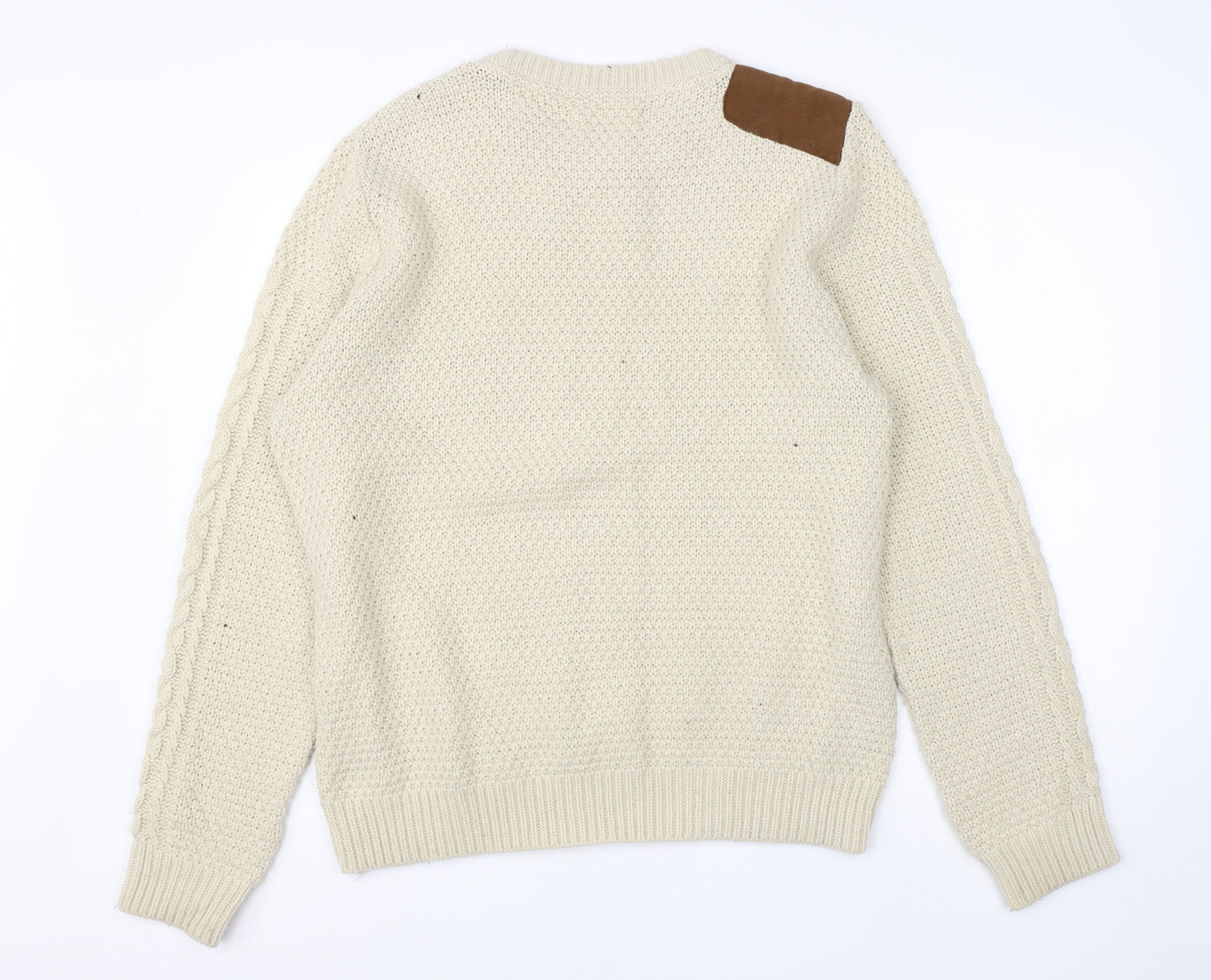 River Island Mens Beige Round Neck  Acrylic Pullover Jumper Size M