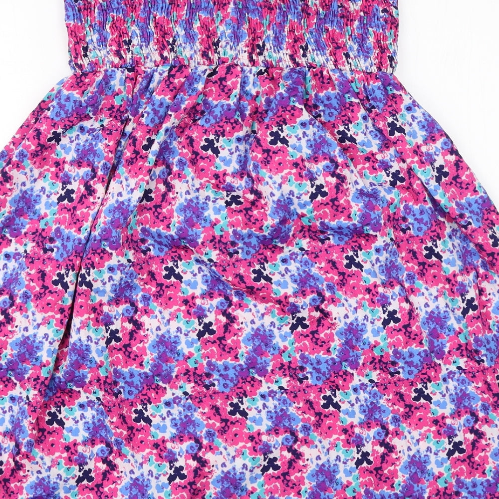 Ocean Club Womens Purple Floral Polyester A-Line  Size 16  Off the Shoulder