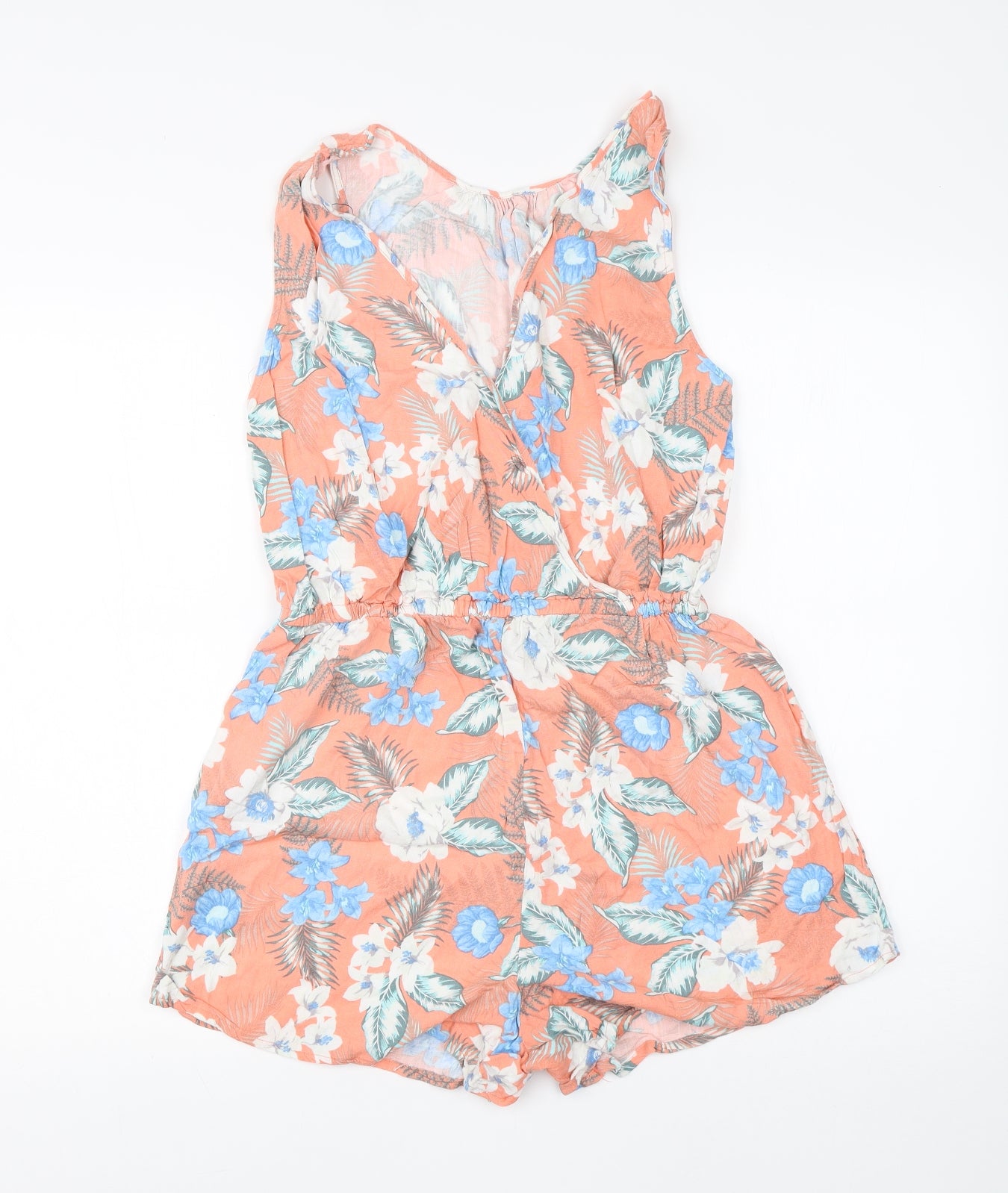 New Look Womens Pink Floral Viscose Playsuit One-Piece Size 14