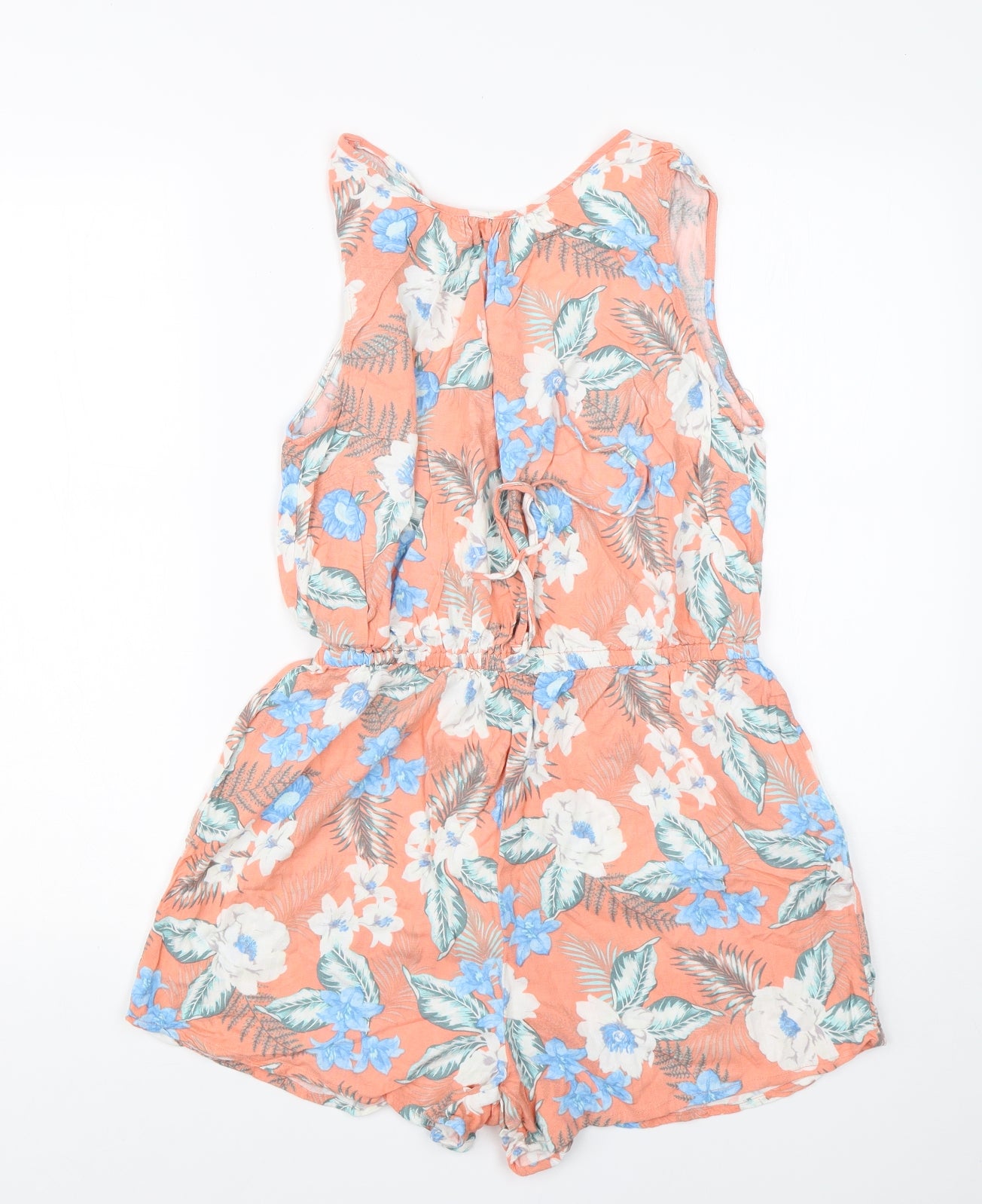 New Look Womens Pink Floral Viscose Playsuit One-Piece Size 14