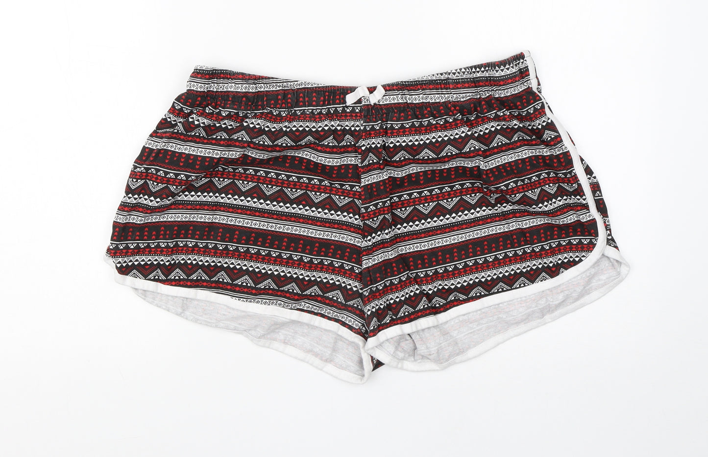 Primark Womens Black Fair Isle Cotton Hot Pants Shorts Size 18  Regular