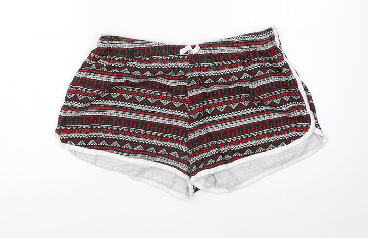Primark Womens Black Fair Isle Cotton Hot Pants Shorts Size 18  Regular