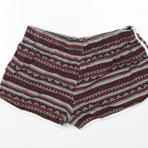 Primark Womens Black Fair Isle Cotton Hot Pants Shorts Size 18  Regular
