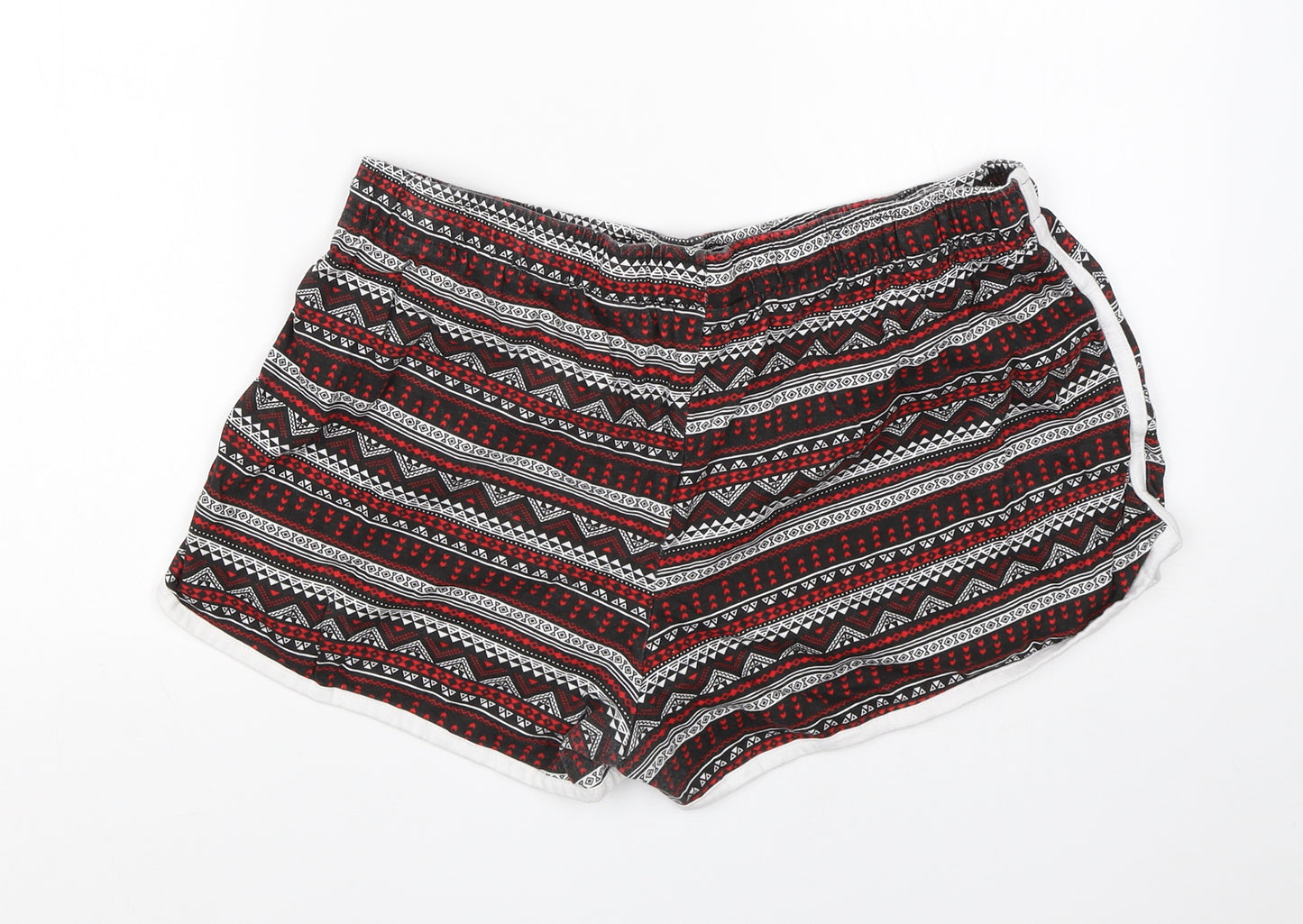 Primark Womens Black Fair Isle Cotton Hot Pants Shorts Size 18  Regular