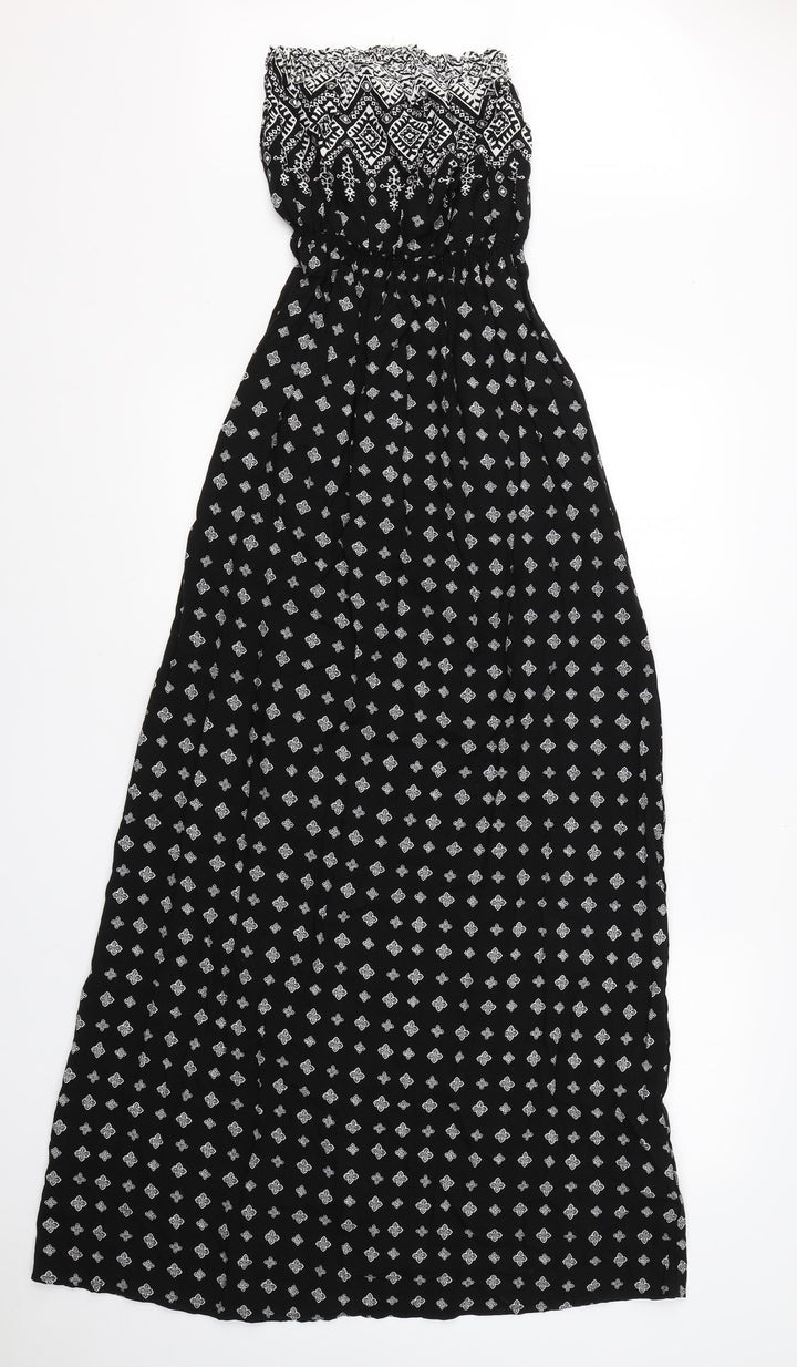 New Look Womens Black Geometric Viscose Shift Size 8 One Shoulder
