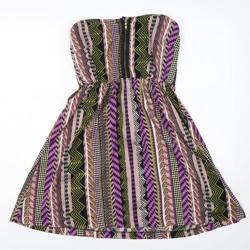 Mela Lover London Womens Multicoloured Geometric Polyester A-Line  Size 10  One Shoulder