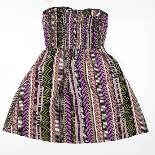 Mela Lover London Womens Multicoloured Geometric Polyester A-Line  Size 10  One Shoulder