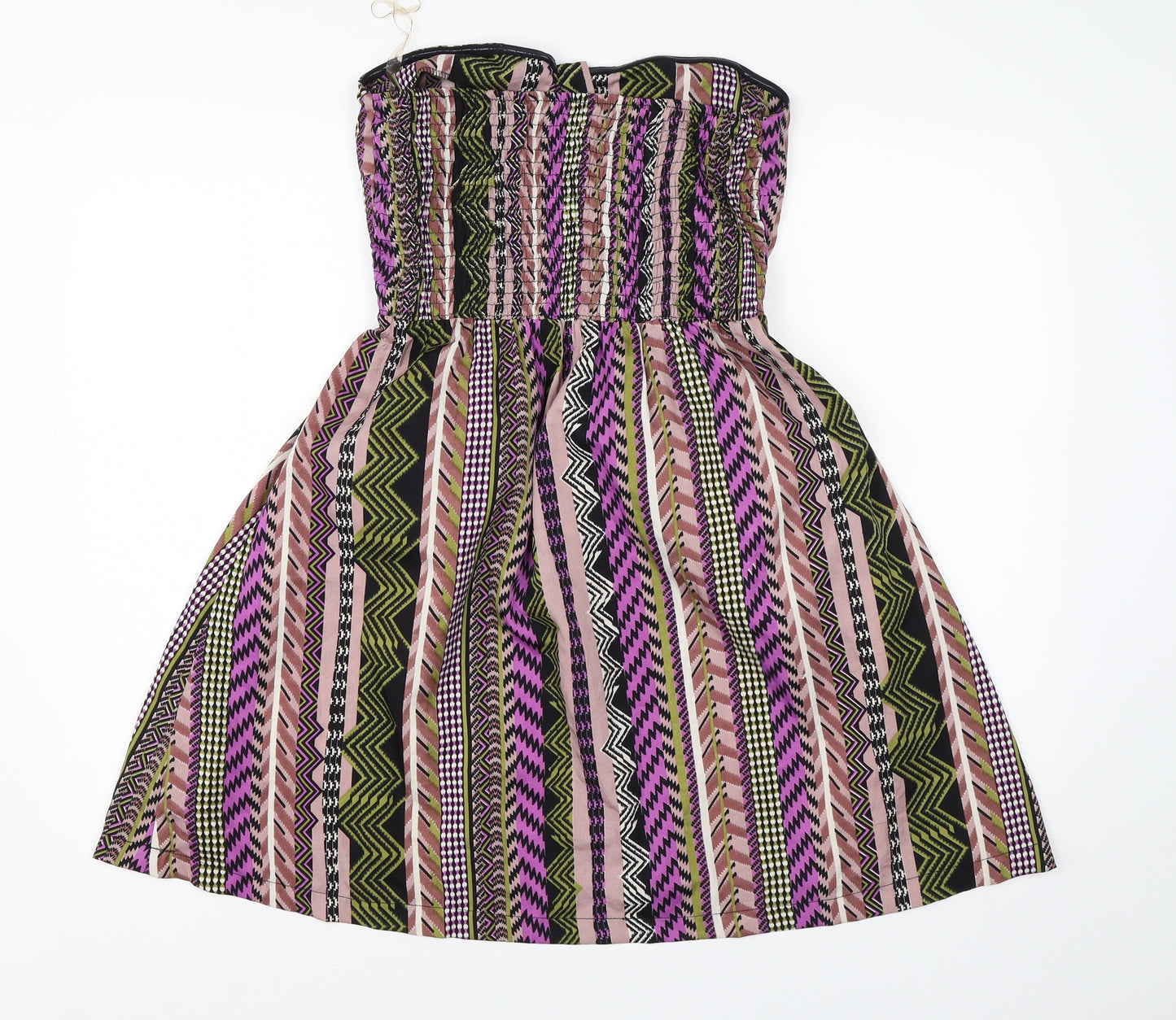 Mela Lover London Womens Multicoloured Geometric Polyester A-Line  Size 10  One Shoulder