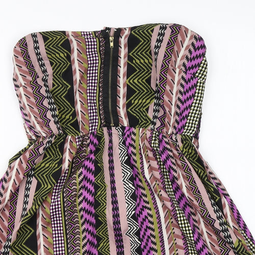 Mela Lover London Womens Multicoloured Geometric Polyester A-Line  Size 10  One Shoulder