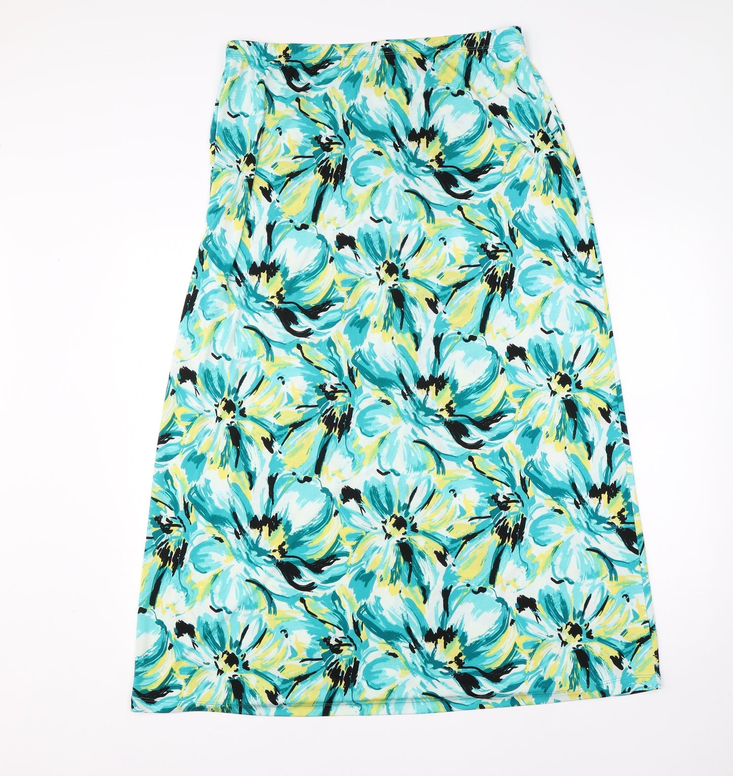 Kim & Co Womens Green Floral Polyester A-Line Skirt Size 2XL