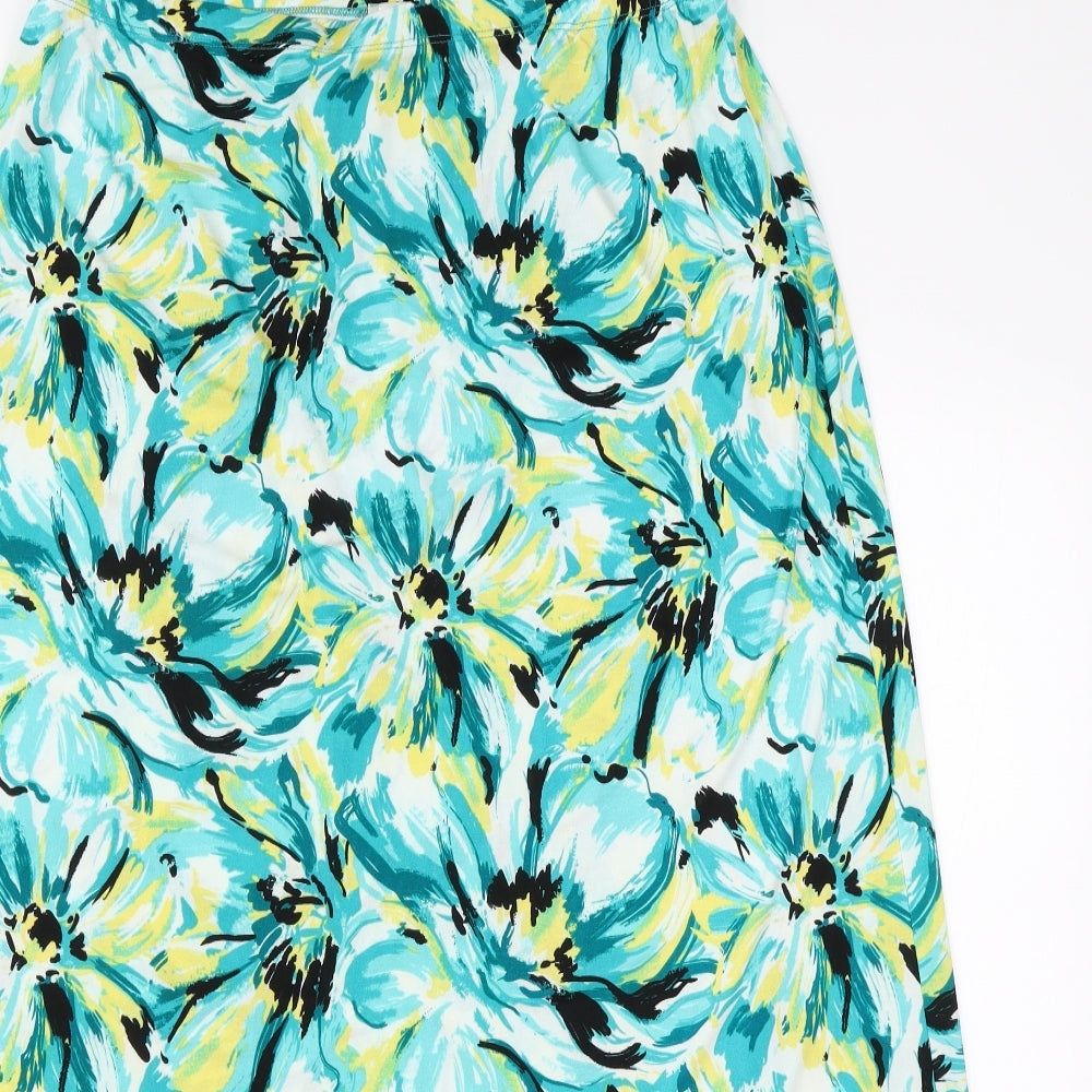 Kim & Co Womens Green Floral Polyester A-Line Skirt Size 2XL