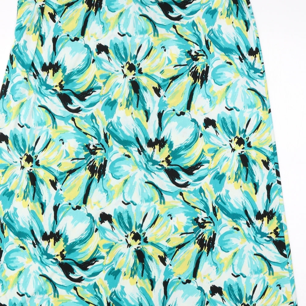 Kim & Co Womens Green Floral Polyester A-Line Skirt Size 2XL