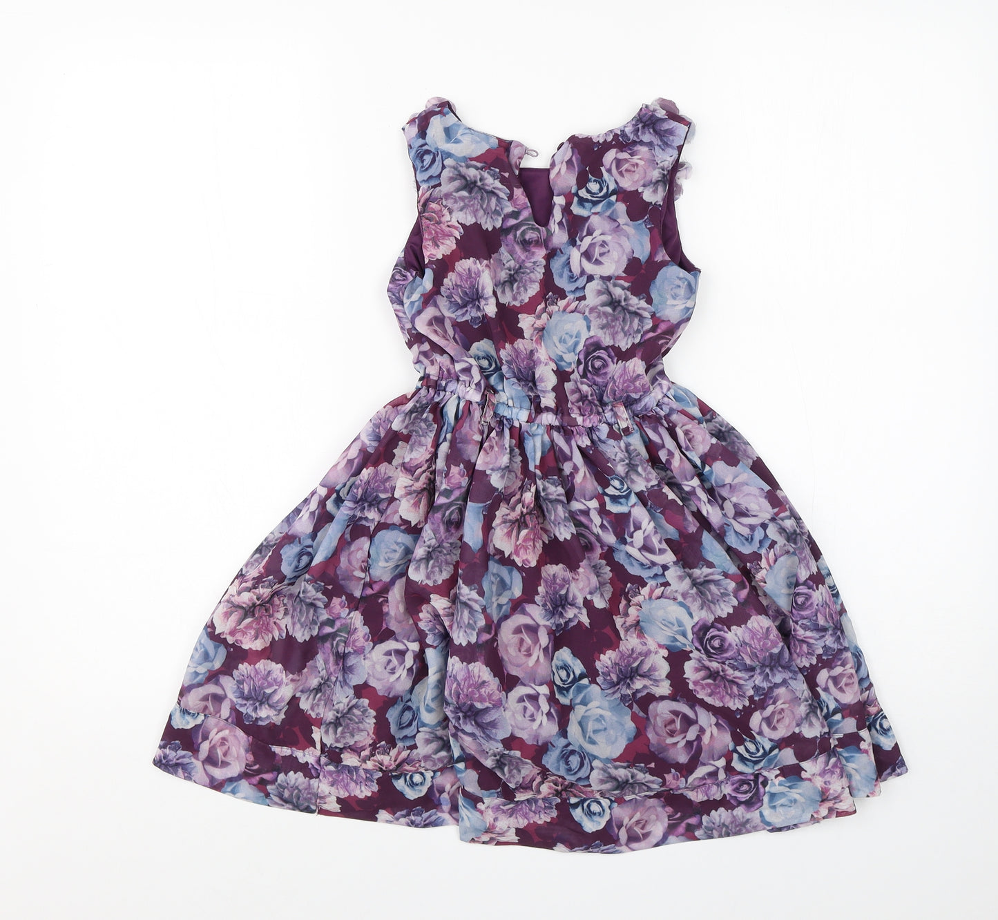 I Love Girls Weart Girls Purple Floral Polyester Shift  Size 7 Years  Round Neck