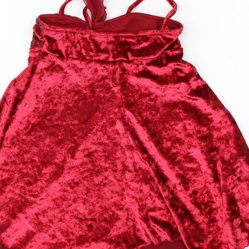 NEXT Girls Red  Nylon Basic Blouse Size 6 Years Square Neck