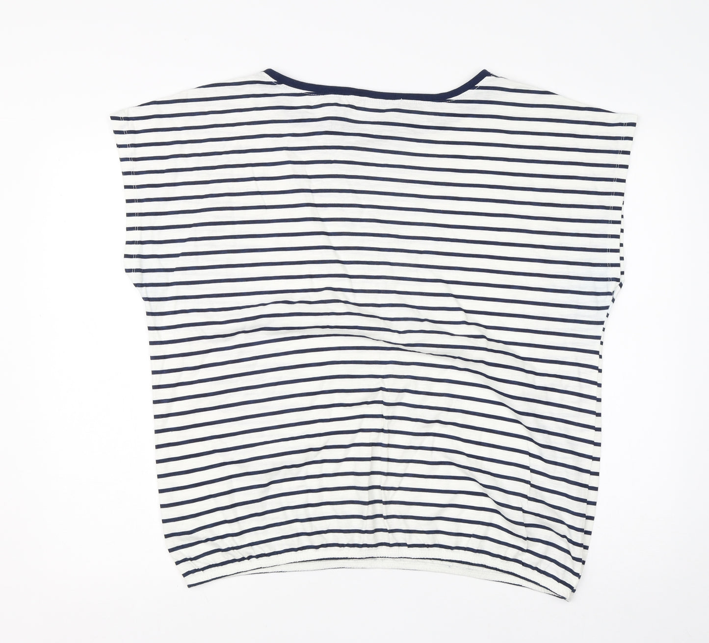 George Womens White Striped Cotton Basic T-Shirt Size 20 Round Neck