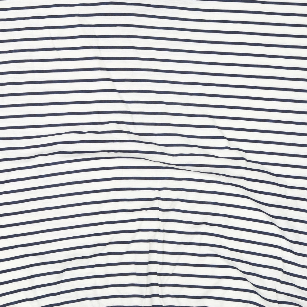 George Womens White Striped Cotton Basic T-Shirt Size 20 Round Neck