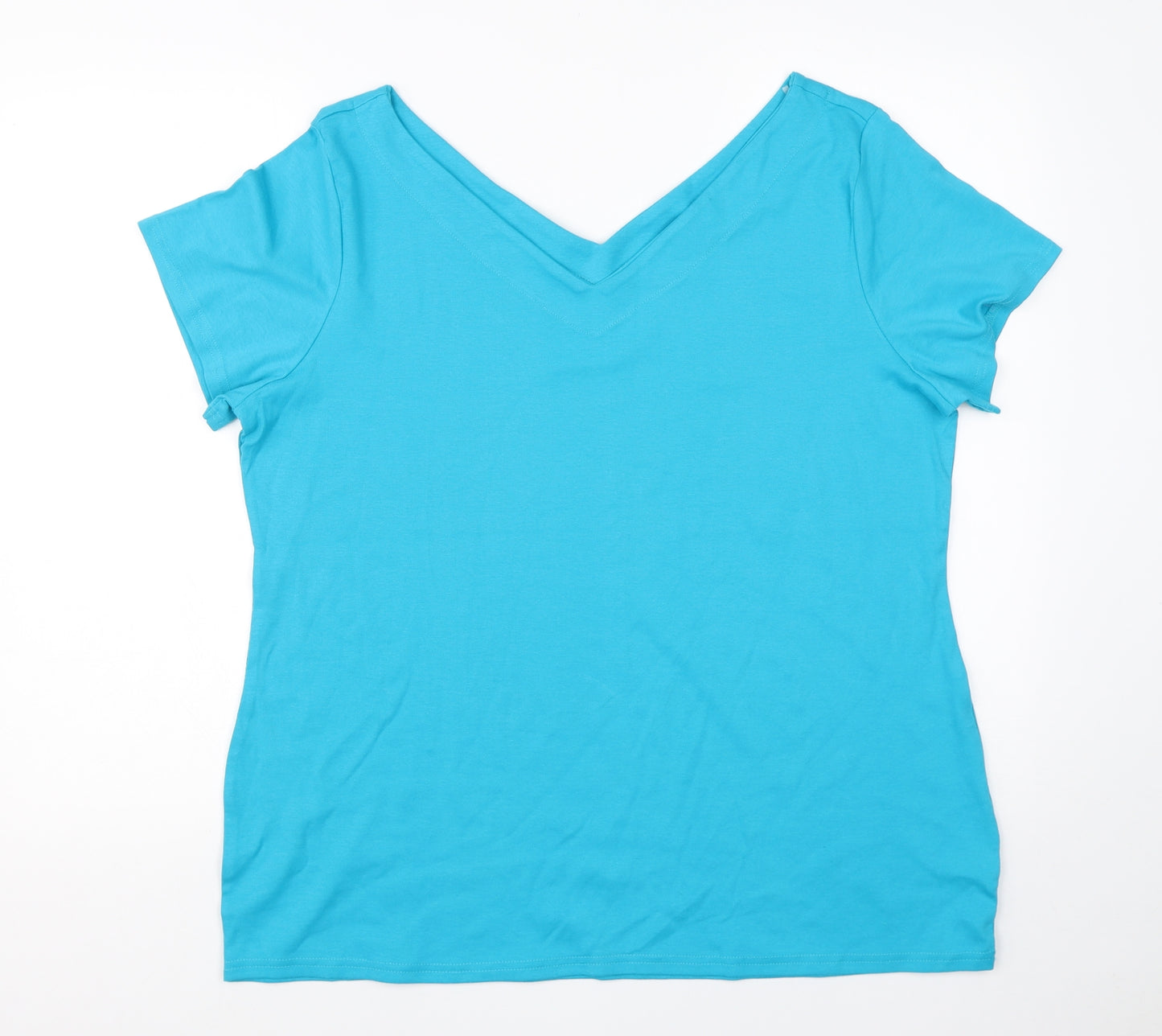 Nutmeg Womens Blue  Cotton Basic T-Shirt Size 22 V-Neck
