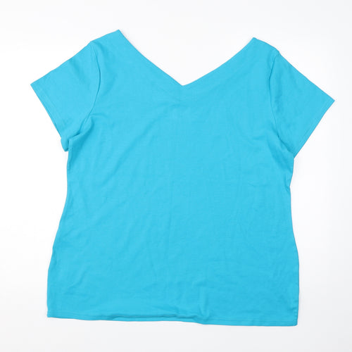 Nutmeg Womens Blue  Cotton Basic T-Shirt Size 22 V-Neck
