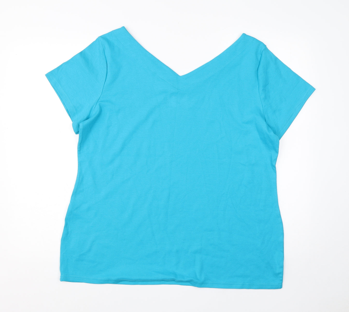 Nutmeg Womens Blue  Cotton Basic T-Shirt Size 22 V-Neck