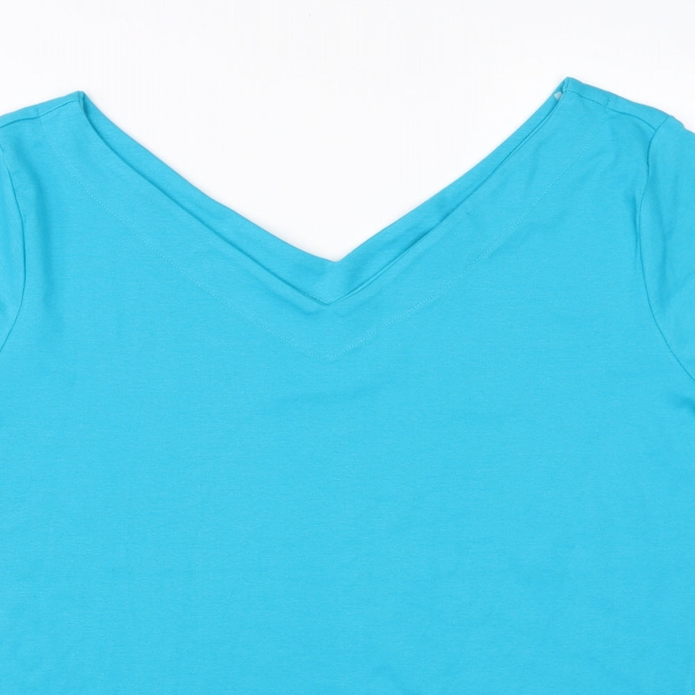 Nutmeg Womens Blue  Cotton Basic T-Shirt Size 22 V-Neck