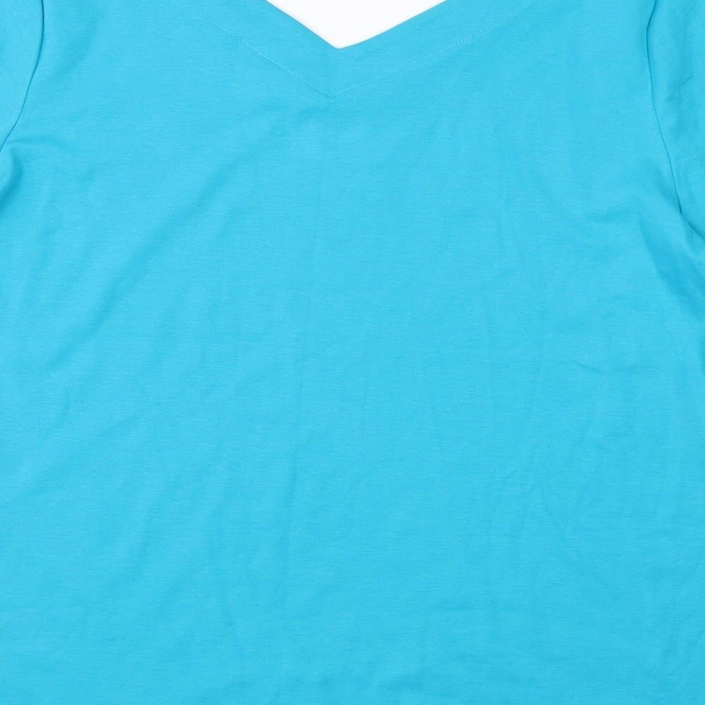 Nutmeg Womens Blue  Cotton Basic T-Shirt Size 22 V-Neck