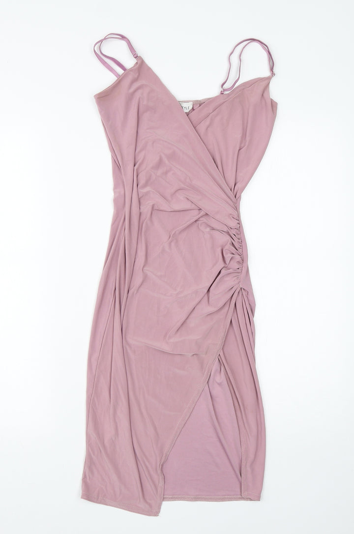 In the Style Womens Pink Polyester Shift Size 8 Square Neck